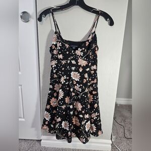 Floral Black Dress with Spaghetti Straps